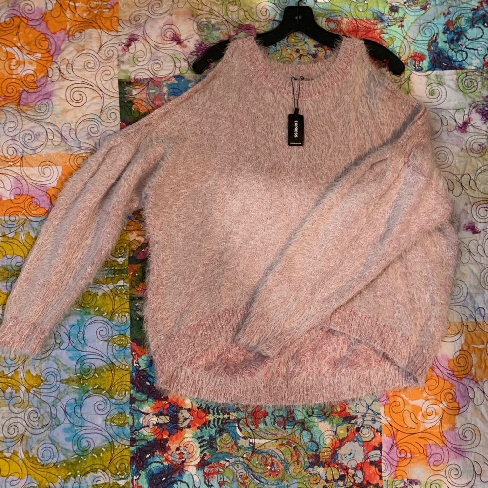 Express pink fuzzy pink sweater